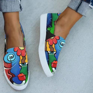 Women Canvas Shoes Fashion Snake Printed Luxury Flats Shoes alodia store
