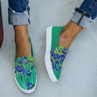 Women Canvas Shoes Fashion Snake Printed Luxury Flats Shoes alodia store