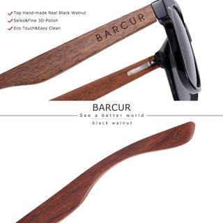 BARCUR High Quality Black women&Male UV400 Wooden Sunglass Shades ALODIA STORE