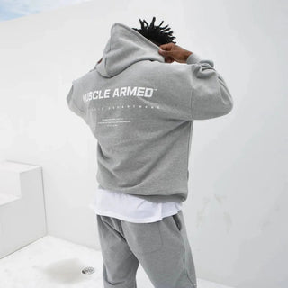 Solid Black Casual Hoodie Mens Cotton Sweatshirt Gyms Fitness Workout Pullover Autumn New Male Slim Hooded Jacket Tops Clothing Alodia Store