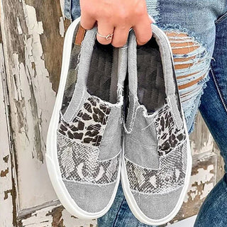 Women Canvas Shoes Fashion Snake Printed Luxury Flats Shoes alodia store