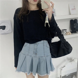 Candy Colors Loose Long Sleeve T-shirts Women Spring Daily Student All-match Casual Streetwear Short Style Tops Basic Undershirt Alodia Store