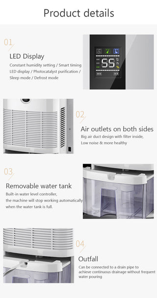 2.2L Intelligent Remote Dehumidifier Air Dryer Purifier Humidity-control Defrost Automatic Shut-down Moisture Absorption machine ALODIA STORE
