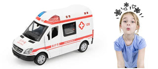 Hospital Rescue Ambulance Emergency Police Alloy Metal Diecast Cars Model Sound Light Educational Kids Toys For Childr Alodia Store