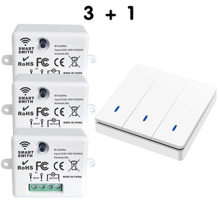 Wireless Smart Switch Light 433Mhz RF 86 Wall Panel Switch with Remote Control Mini Relay Receiver 220V Home Led Light Lamp Fan alodia store