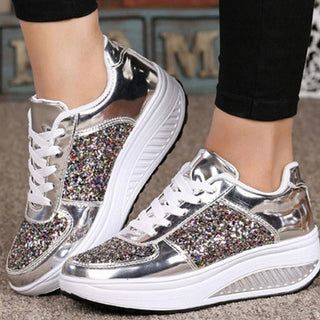 Women's Ladies Wedges Sneakers Sequins Shake Shoes alodia store