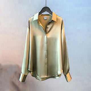 Satin Shirt Womens Clothing Silk Shirts Vintage Blouse Office Lady Sheer Top Longsleeve Dress Shirt  Ladies Overshirt Alodia Store