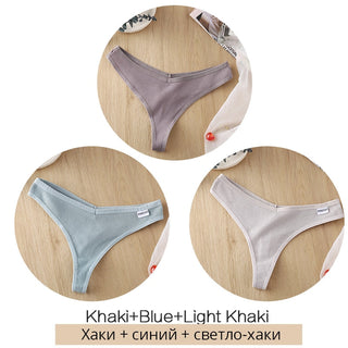 3Pcs/Set Women Cotton Thongs Panties Sexy Low Waist G-String Briefs Ladies lringerie. ALODIA STORE