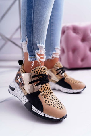 Women Sneakers Lace-Up Sports Shoes for Leopard alodia store