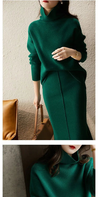 Autumn Knitted suit Korean with skirt two piece skirt set winter2 piece outfit Sweater 2023 Alodia Store