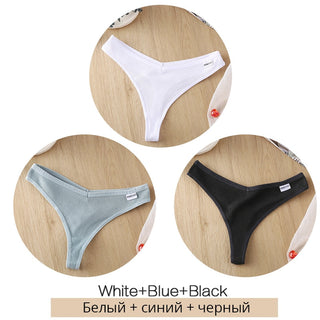 3Pcs/Set Women Cotton Thongs Panties Sexy Low Waist G-String Briefs Ladies lringerie. ALODIA STORE