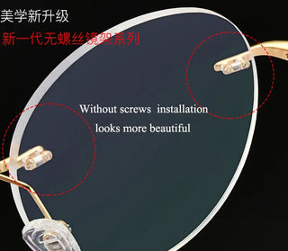 Titanium Alloy Rimless Glasses Frame Men Ultralight Round Eyeglasses Myopia Prescription Frames For Women Optical Eye Glass Alodia Store