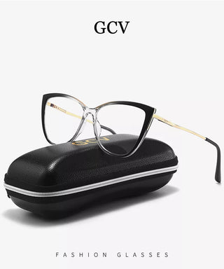 GCV Women Blue Light Blocking Glasses Sexy Fashion Cat Eye Eyeglasses Hinges Anti Blue Ray Computer Game Glasse Ultralight Frame Alodia Store