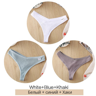3Pcs/Set Women Cotton Thongs Panties Sexy Low Waist G-String Briefs Ladies lringerie. ALODIA STORE