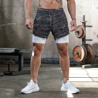 2023 Camo Running Shorts Men 2 In 1 Double-deck Quick Dry GYM Sport Shorts Fitness Jogging Workout Shorts Men Sports Short Pants Alodia Store