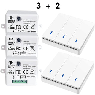 Wireless Smart Switch Light 433Mhz RF 86 Wall Panel Switch with Remote Control Mini Relay Receiver 220V Home Led Light Lamp Fan alodia store