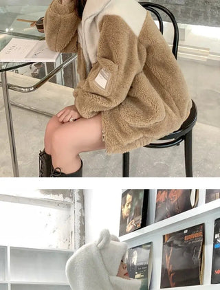 Japanese soft girl cute plus velvet thick hooded sweater ins selling Alodia Store