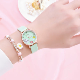 Kids Watches Pink Cute Children's Wristwatch Cartoon Pattern Quartz Watch Set For Girls Fashion Students' Clock relogio infantil Alodia Store