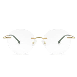 Titanium Alloy Rimless Glasses Frame Men Ultralight Round Eyeglasses Myopia Prescription Frames For Women Optical Eye Glass Alodia Store