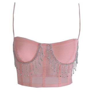 crystal tassels mesh bralette crop tops women push up croptop 2020 night out club party sexy beach wear chic ladies summer tops alodia store