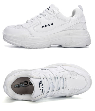 BONA New Designers White Sneakers Women Flats vulcanize Shoes alodia store