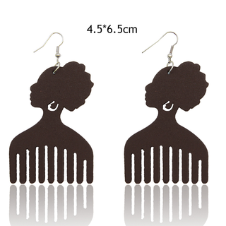 SOMESOOR 4 Styles Colorful African Comb Wooden Drop Earrings Engraved Afrocentric Ethnic Wood Dangle Jewelry For Women Gifts Alodia Store