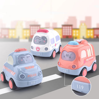 Cartoon Car Toy Plastic Pull Back Cars Model Mobile Vehicle Fire Truck Taxi Boys Girls Toys Educational for Alodia Store