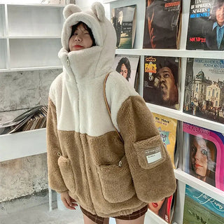 Japanese soft girl cute plus velvet thick hooded sweater ins selling Alodia Store