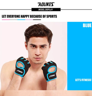 AOLIKES 1 Pair Men Women Gym Half Finger Sports Fitness Exercise Training Wrist Gloves Anti-slip Resistance Weightlifting Gloves Alodia Store