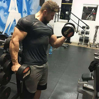 Compression Quick dry T-shirt Men Running Sport Skinny Short Tee Shirt Male Gym Fitness Bodybuilding Workout Black Tops Clothing alodia store