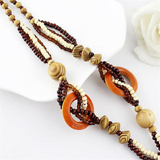 KUNIU 2023 Boho Jewelry Ethnic Style Long Hand Made Bead Wood Elephant Pendant Necklace for Women Price Decent women's neck Alodia Store