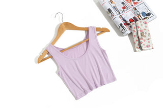 Summer Women Sexy Crop Tops Slim Short Women Sleeveless U Croptops Ladies Tank Tops Female Crop Tops Tube Vest 7 Colours alodia store
