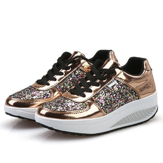 Women's Ladies Wedges Sneakers Sequins Shake Shoes alodia store