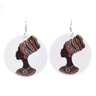 YD&YDBZ 2019 New Ethnic Style Big Round Drop Earrings For Women Wood Printing Earrings Fashion Punk Girls Jewelry Accessories Alodia Store