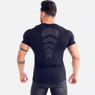 Compression Quick dry T-shirt Men Running Sport Skinny Short Tee Shirt Male Gym Fitness Bodybuilding Workout Black Tops Clothing alodia store