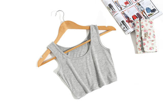 Summer Women Sexy Crop Tops Slim Short Women Sleeveless U Croptops Ladies Tank Tops Female Crop Tops Tube Vest 7 Colours alodia store