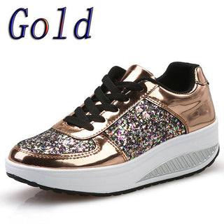 Women's Ladies Wedges Sneakers Sequins Shake Shoes alodia store