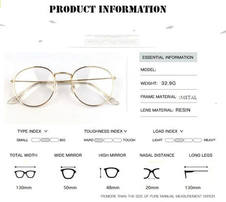 Woman Glasses Optical Frames Metal Round Glasses Frame Clear lens Eyeware Black Silver Gold Eye Glass Alodia Store