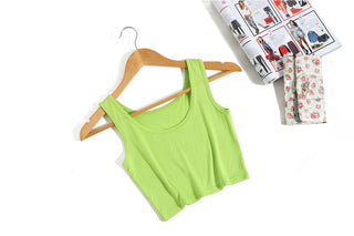 Summer Women Sexy Crop Tops Slim Short Women Sleeveless U Croptops Ladies Tank Tops Female Crop Tops Tube Vest 7 Colours alodia store
