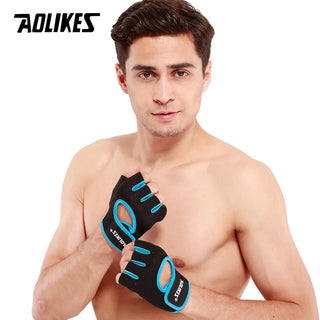 AOLIKES 1 Pair Men Women Gym Half Finger Sports Fitness Exercise Training Wrist Gloves Anti-slip Resistance Weightlifting Gloves Alodia Store