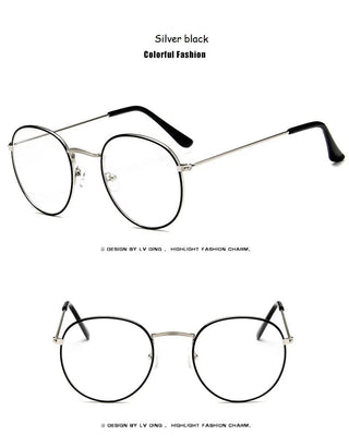 Woman Glasses Optical Frames Metal Round Glasses Frame Clear lens Eyeware Black Silver Gold Eye Glass Alodia Store