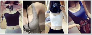Summer Women Sexy Crop Tops Slim Short Women Sleeveless U Croptops Ladies Tank Tops Female Crop Tops Tube Vest 7 Colours alodia store