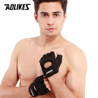 AOLIKES 1 Pair Men Women Gym Half Finger Sports Fitness Exercise Training Wrist Gloves Anti-slip Resistance Weightlifting Gloves Alodia Store