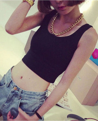 Summer Women Sexy Crop Tops Slim Short Women Sleeveless U Croptops Ladies Tank Tops Female Crop Tops Tube Vest 7 Colours alodia store
