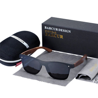 BARCUR Luxury Vintage Sun Shade Men Wooden Sunglasses UV400 Protection Fashion Square Sun Glasses Women ALODIA STORE