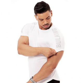 Compression Quick dry T-shirt Men Running Sport Skinny Short Tee Shirt Male Gym Fitness Bodybuilding Workout Black Tops Clothing alodia store