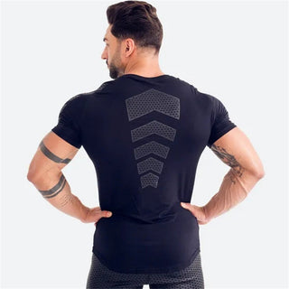 Compression Quick dry T-shirt Men Running Sport Skinny Short Tee Shirt Male Gym Fitness Bodybuilding Workout Black Tops Clothing alodia store
