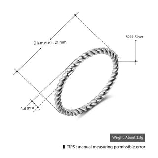 Sliver Rings for Women Rope Shape Rings Fashion Silver Alodia Store