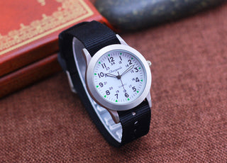 Chaoyada Children Boys Girls 24hours Canvas Luminous Pointer Quartz Wristwatches Kids Students Military Waterproof Watches Alodia Store