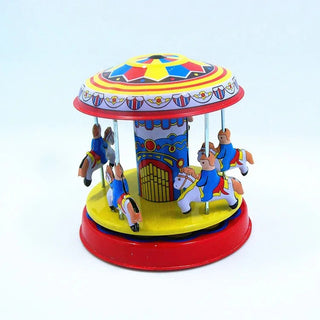 [Funny] Classic collection Retro Clockwork Wind up Metal Tin Gear High-wheel Carousel toy Mechanical toys kids baby gift Alodia Store